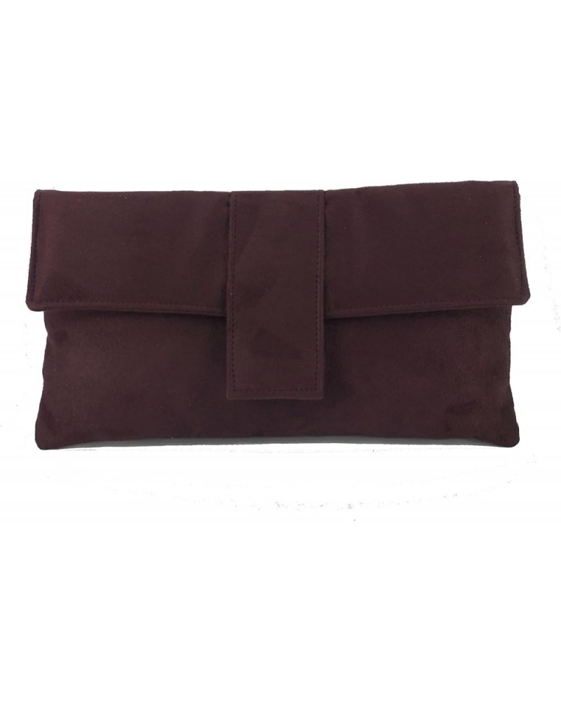 Womens Elegant Faux Suede Clutch Bag/Shoulder Bag Occasion Wedding Party Prom Bag Damson Plum Purple $26.99 Clutches