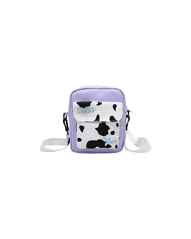 Kawaii Bag Cute Cow Bag Kawaii Cow Canvas Bag Shopping Japanese Forest Bag Purple $10.00 Shoulder Bags