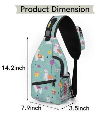 Cartoon Alpacas Balloons Sling Bag for Women Crossbody Backpack Purse Shoulder Casual Daypack Cross Body Bags for Travel Cycl...