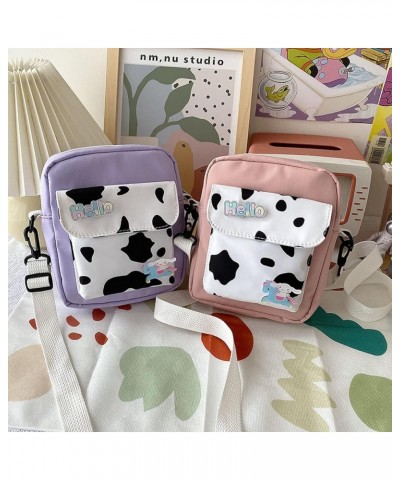 Kawaii Bag Cute Cow Bag Kawaii Cow Canvas Bag Shopping Japanese Forest Bag Purple $10.00 Shoulder Bags