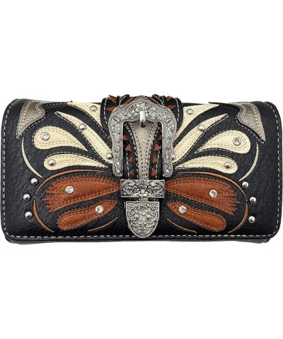 Abstract Butterfly Buckle Black Conceal Carry Handbag Brown Wallet $32.20 Shoulder Bags