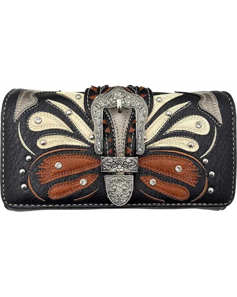 Abstract Butterfly Buckle Black Conceal Carry Handbag Brown Wallet $32.20 Shoulder Bags