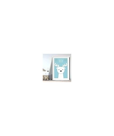 Deer Scandinavian Geometric Nursery Poster Print, A3 Size, Blue $16.19 Totes