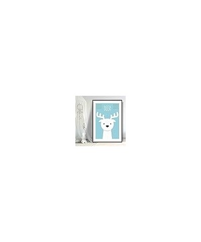 Deer Scandinavian Geometric Nursery Poster Print, A3 Size, Blue $16.19 Totes