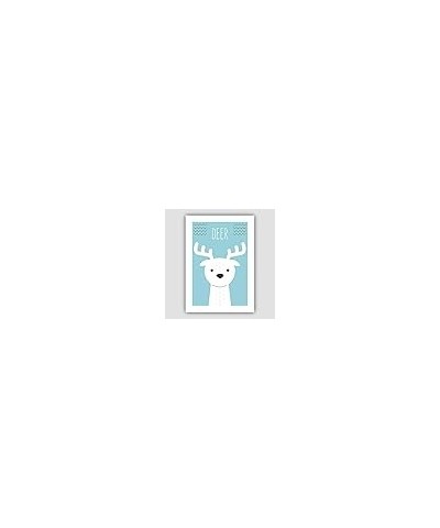 Deer Scandinavian Geometric Nursery Poster Print, A3 Size, Blue $16.19 Totes