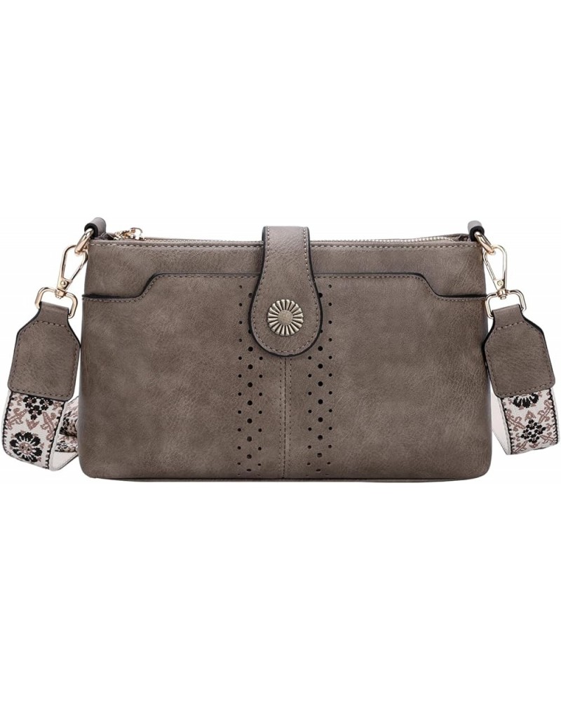 Crossbody Bag Purse for Women, Fashion Soft Vegan Leather Small Shoulder Handbag with Detachable Guitar Strap Ligh Gray $13.3...