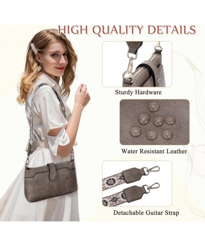 Crossbody Bag Purse for Women, Fashion Soft Vegan Leather Small Shoulder Handbag with Detachable Guitar Strap Ligh Gray $13.3...