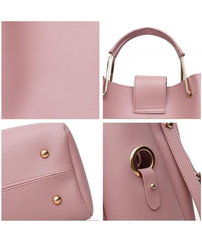 Women Handbag+Shoulder Bag+Purse 3pcs Set Tote Handbag Soft PU Leather Handbag Pink $41.84 Totes