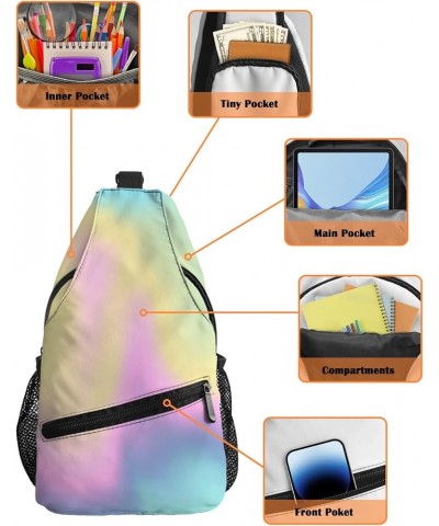 Sling Bag Crossbody Bag for Women Men Pink Purple Yellow Teal Gradient Fantasy Waterproof Hiking Backpack Lightweight Chest S...