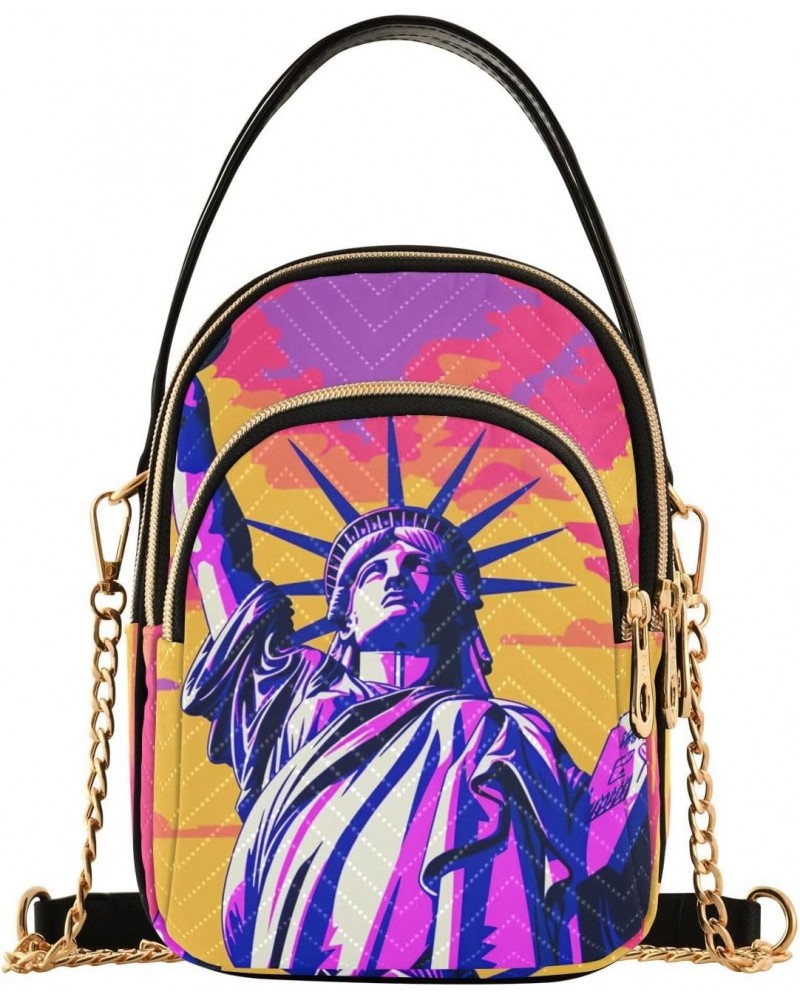 Women's Sling Bags-Statue Liberty American, Fashion Crossbody Handbags Purse with Chain Strap Top handle 5.91×3.15×8.27 Inche...