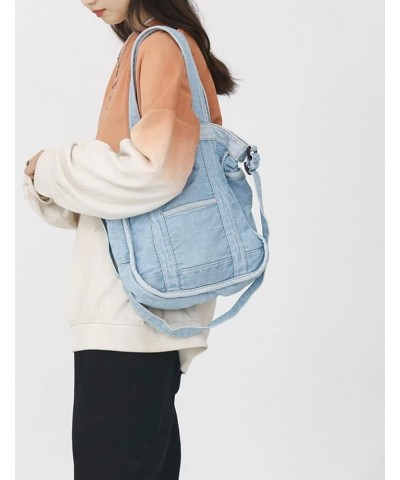 Denim Crossbody Bags Blue Jean Shoulder Purse Bookbags Sky Blue $14.72 Crossbody Bags