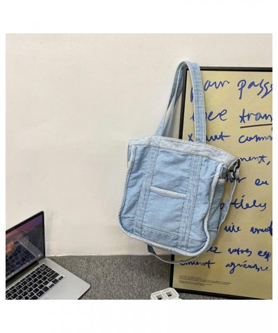 Denim Crossbody Bags Blue Jean Shoulder Purse Bookbags Sky Blue $14.72 Crossbody Bags