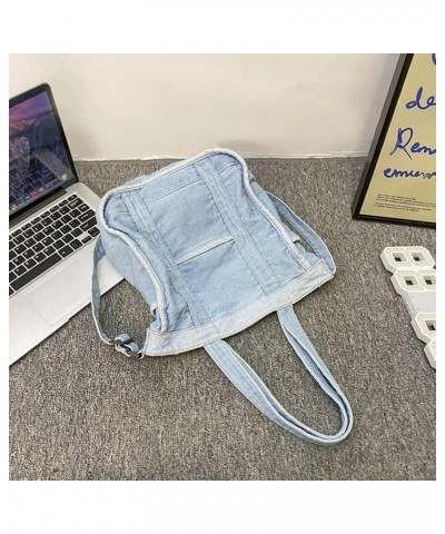 Denim Crossbody Bags Blue Jean Shoulder Purse Bookbags Sky Blue $14.72 Crossbody Bags