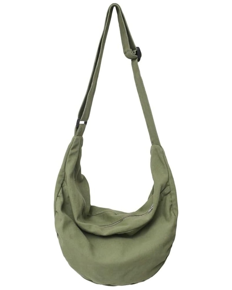 Canvas Casual Messenger Bag for Women Hobo Crossbody Bag Shouder Purse Tote Handbag Men Green $15.55 Totes