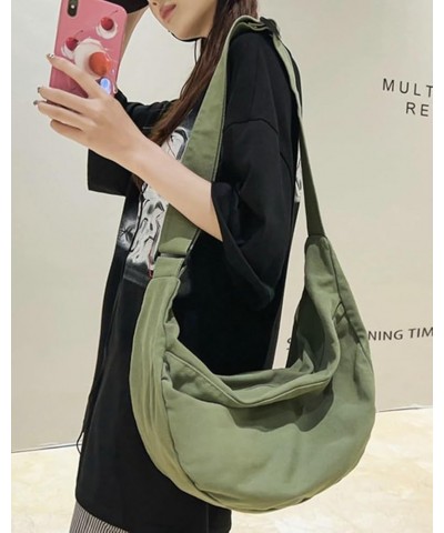 Canvas Casual Messenger Bag for Women Hobo Crossbody Bag Shouder Purse Tote Handbag Men Green $15.55 Totes