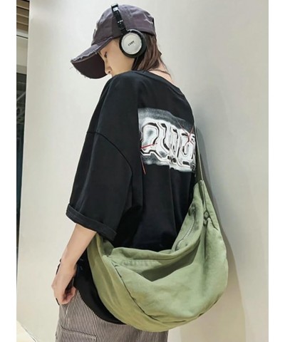 Canvas Casual Messenger Bag for Women Hobo Crossbody Bag Shouder Purse Tote Handbag Men Green $15.55 Totes