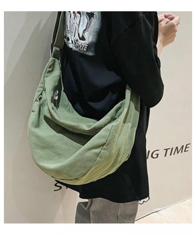 Canvas Casual Messenger Bag for Women Hobo Crossbody Bag Shouder Purse Tote Handbag Men Green $15.55 Totes