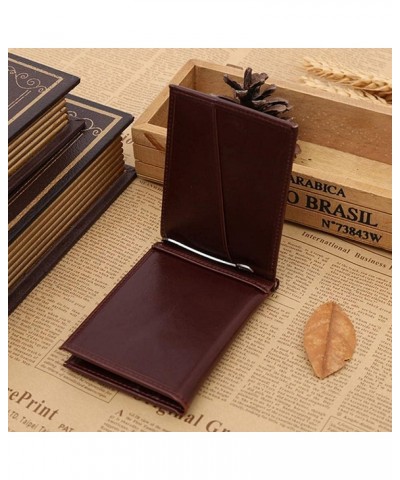 Man Money Clip Wallet with Metal clamp Magnet hasp Card Slots Slim Leather Purse for Men (Color : Brown) Black $33.19 Wallets