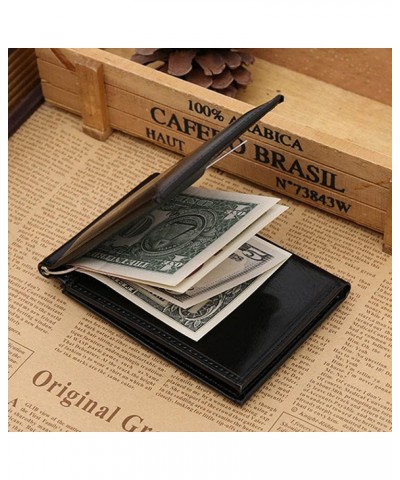 Man Money Clip Wallet with Metal clamp Magnet hasp Card Slots Slim Leather Purse for Men (Color : Brown) Black $33.19 Wallets