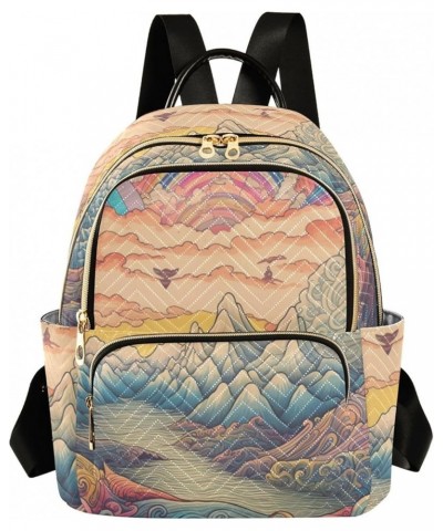 Medium Fashion Backpack for Women Fantasy Landscape Print Ladies Travel Daypack Aesthetic Shoulder Bag 10.2×5.1×12.5 IN $21.2...