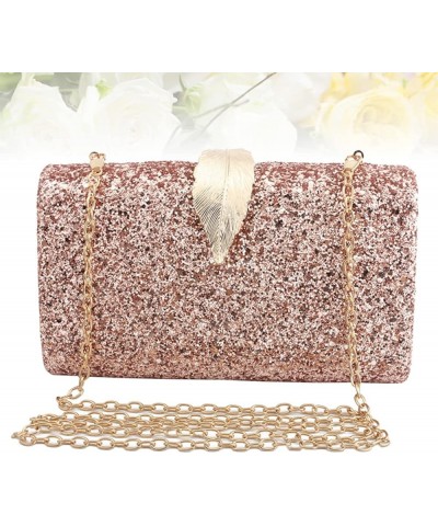 2 pcs bag Purse Hand Evening Leaf Ladies Women Clutch for Buckle Party Golden Sequins Decor Pink $12.05 Evening Bags