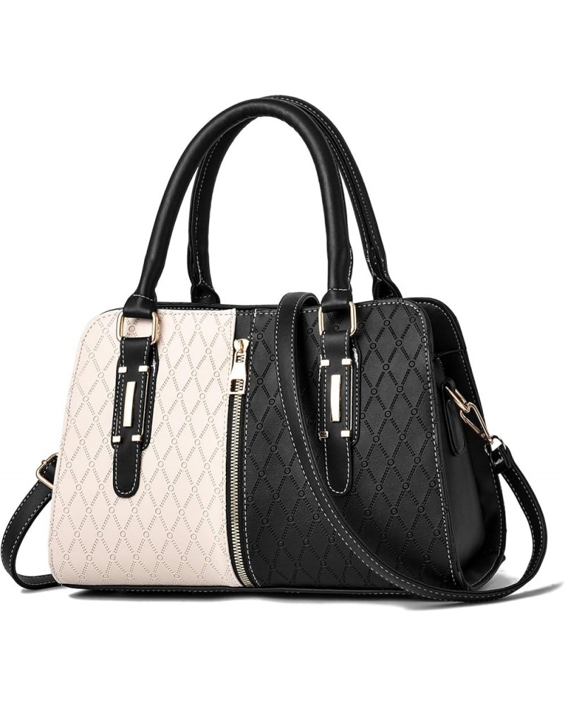 Women Classic Contrast Handbags Patchwork Leather Crossbody Bag Handbag Business Commuter Versatile Handbag Black $15.57 Hand...