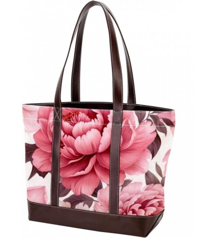 Peony Canvas Leather Mix Crossbody Bag - Stylish Hand-held Purse, 13.3x4.7x12.2 inches $27.83 Crossbody Bags