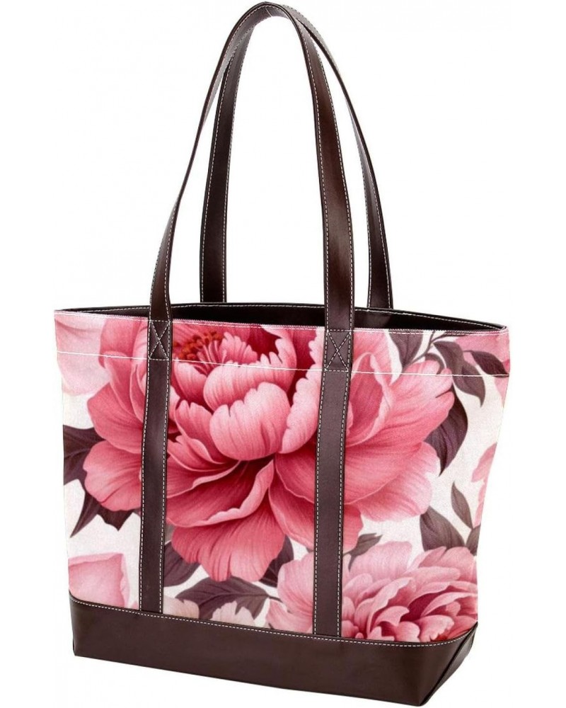 Peony Canvas Leather Mix Crossbody Bag - Stylish Hand-held Purse, 13.3x4.7x12.2 inches $27.83 Crossbody Bags