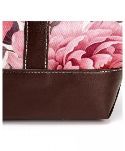 Peony Canvas Leather Mix Crossbody Bag - Stylish Hand-held Purse, 13.3x4.7x12.2 inches $27.83 Crossbody Bags