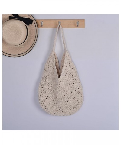 Beach Bags for Women,Summer Soft Large Woven Shoulder Purse Knit Handbag, Beach Tote Bag for Summer Vacation Beige $13.19 Totes