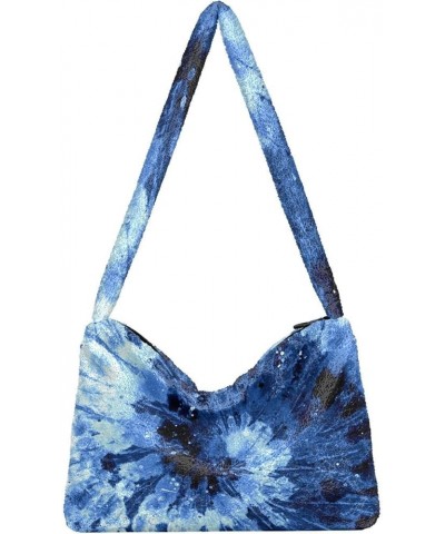 Tie Dye Plush Underarm Bag Women's Tote Handbags Fluffy Shoulder Bag Purse Lightweight Tote Bags College Bag M-13 $10.78 Totes