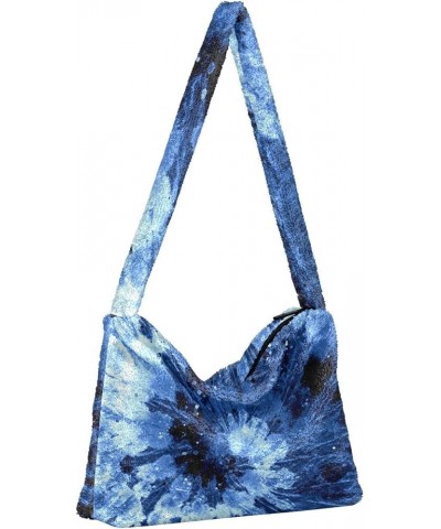 Tie Dye Plush Underarm Bag Women's Tote Handbags Fluffy Shoulder Bag Purse Lightweight Tote Bags College Bag M-13 $10.78 Totes