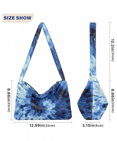 Tie Dye Plush Underarm Bag Women's Tote Handbags Fluffy Shoulder Bag Purse Lightweight Tote Bags College Bag M-13 $10.78 Totes