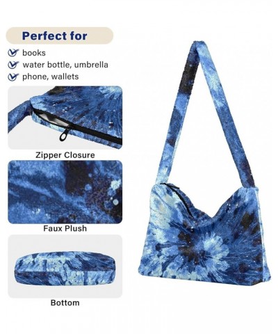 Tie Dye Plush Underarm Bag Women's Tote Handbags Fluffy Shoulder Bag Purse Lightweight Tote Bags College Bag M-13 $10.78 Totes