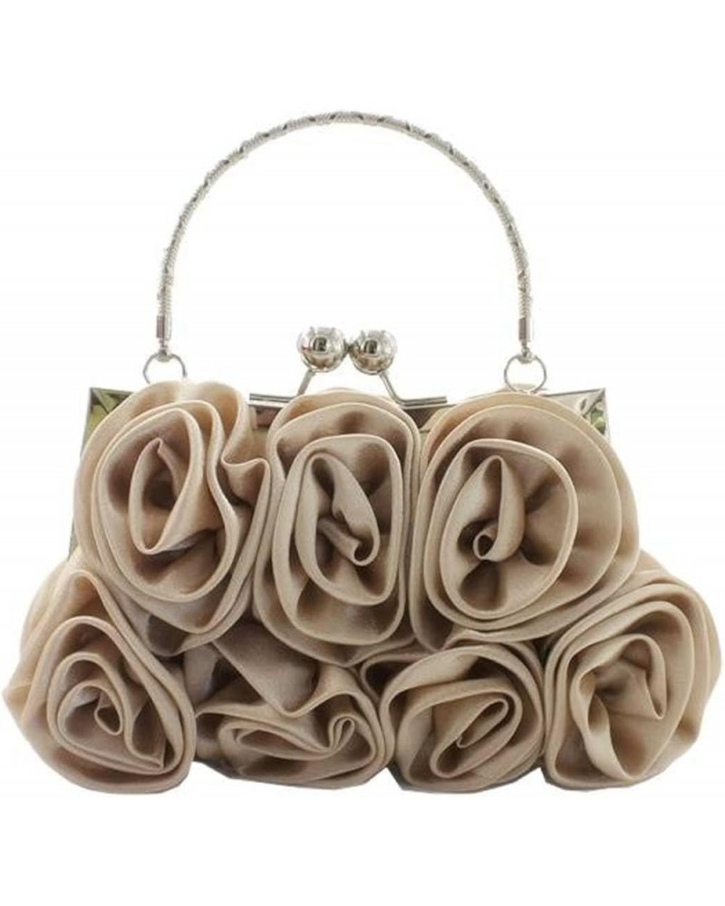 New Sweet Lady Hand-Held Rose Bag Dinner Bag Bride Bag Bridesmaid Bag Hand Bag Crossbody Bag Apricot $33.93 Evening Bags