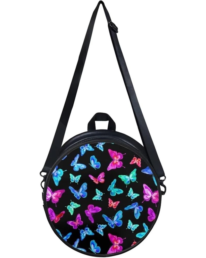 Tie Dye Sea Turtle Women's Round Clutch Wallet Leather Small Crossbody Shoulder Bag Tote Handbag Colorful Butterfly $14.29 Sh...