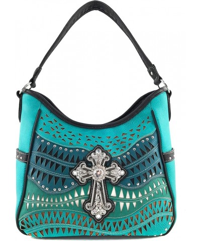 Studs Laser Cut Triangle Western Rhinestone Cross Handbag Purse Conceal Carry Turquoise Purse Only $16.50 Shoulder Bags