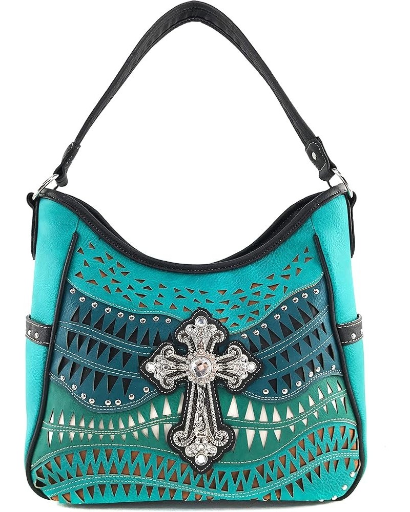 Studs Laser Cut Triangle Western Rhinestone Cross Handbag Purse Conceal Carry Turquoise Purse Only $16.50 Shoulder Bags