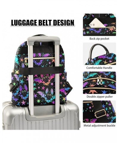 Women's Small Fashion Backpack Cute Bats Neon Print Ladies Travel Daypack Aesthetic Shoulder Bag 10.2×5.1×12.5 IN $16.00 Back...