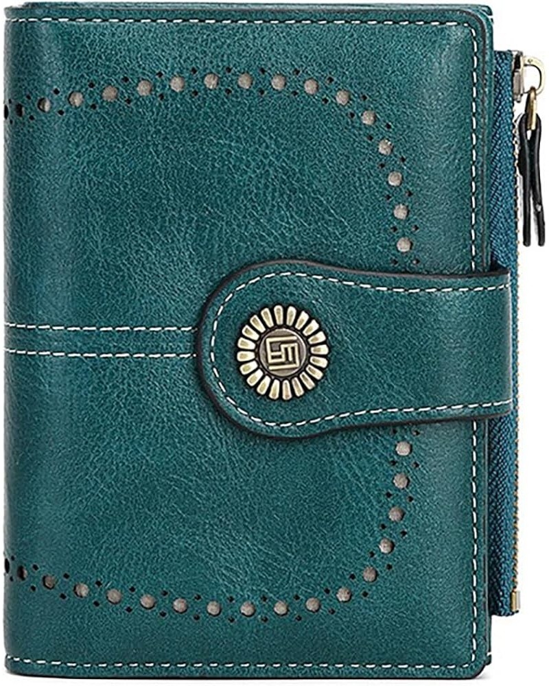 Small Womens Wallet Bifold Card Holder RFID Blocking with Zipper Coin Pocket (Peacock Blue) Peacock Blue $10.11 Wallets