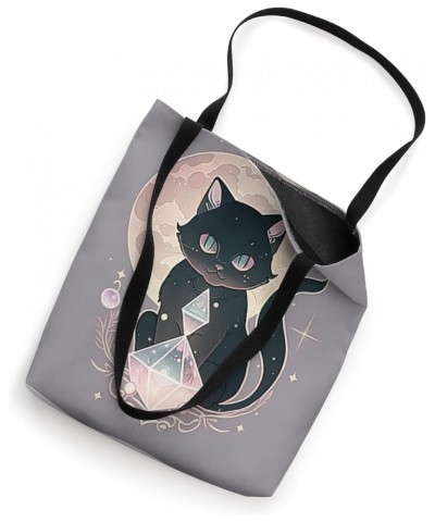 Witchy Cute Black Cat Kawaii Crystal Pastel Goth Moon Phases Tote Bag $12.49 Totes