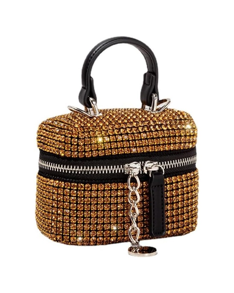 Women Rhinestone Bucket Crossbody Bag Evening Bag Purse Wedding Party Handbag Shiny Backpack Gold $30.24 Evening Bags