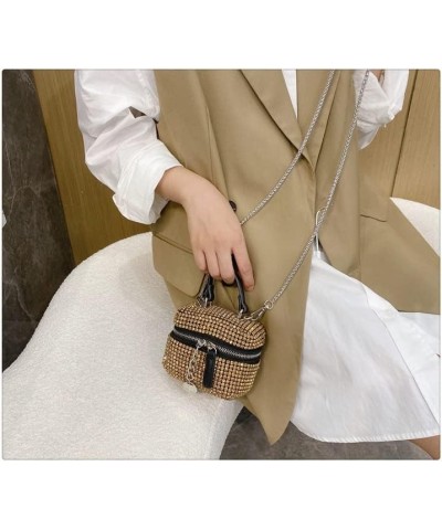 Women Rhinestone Bucket Crossbody Bag Evening Bag Purse Wedding Party Handbag Shiny Backpack Gold $30.24 Evening Bags