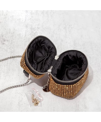 Women Rhinestone Bucket Crossbody Bag Evening Bag Purse Wedding Party Handbag Shiny Backpack Gold $30.24 Evening Bags