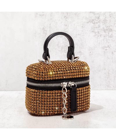 Women Rhinestone Bucket Crossbody Bag Evening Bag Purse Wedding Party Handbag Shiny Backpack Gold $30.24 Evening Bags