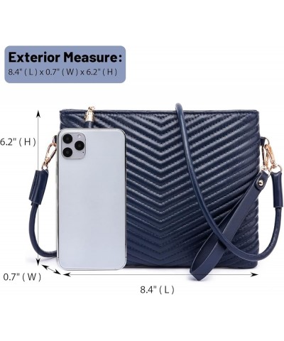 Small Crossbody Bags for Women, Trendy Vegan Leather Shoulder Purses, Clutch Wallet with Wristlet Strap Adjustable-dark Blue-...