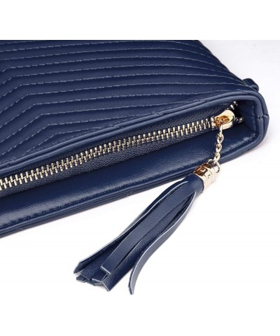 Small Crossbody Bags for Women, Trendy Vegan Leather Shoulder Purses, Clutch Wallet with Wristlet Strap Adjustable-dark Blue-...