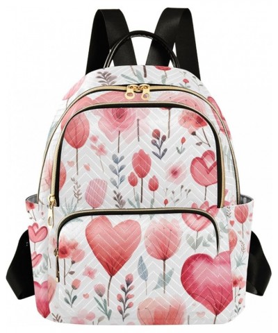 Mini Backpack Purse for Women, Red Flowers Hearts Travel Bag Casual Daypack Shoulder Bag Small $16.63 Backpacks