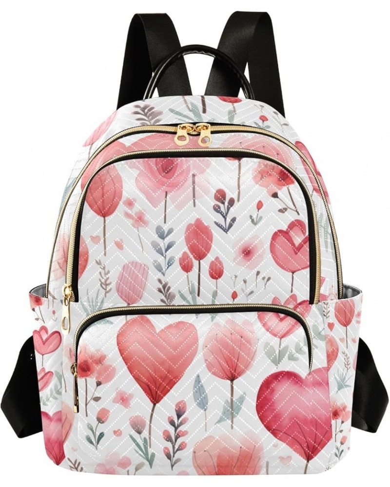 Mini Backpack Purse for Women, Red Flowers Hearts Travel Bag Casual Daypack Shoulder Bag Small $16.63 Backpacks