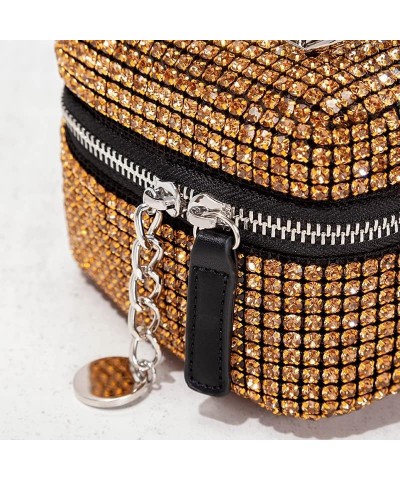 Women Rhinestone Bucket Crossbody Bag Evening Bag Purse Wedding Party Handbag Shiny Backpack Gold $30.24 Evening Bags